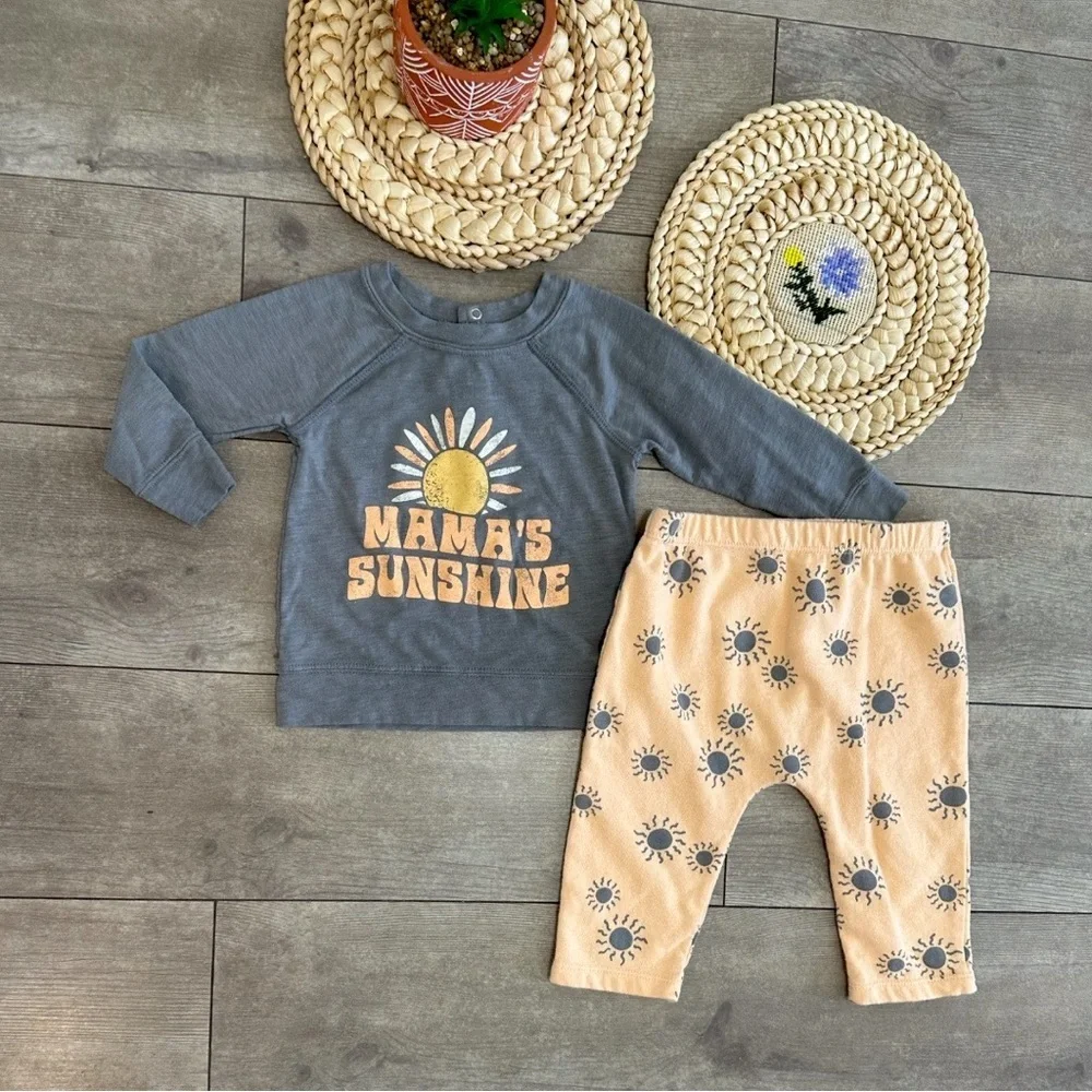 Grayson Mini ‘Mama’s Sunshine’ Boho Casual Outfit Set - 12 Months Baby Boy Girl